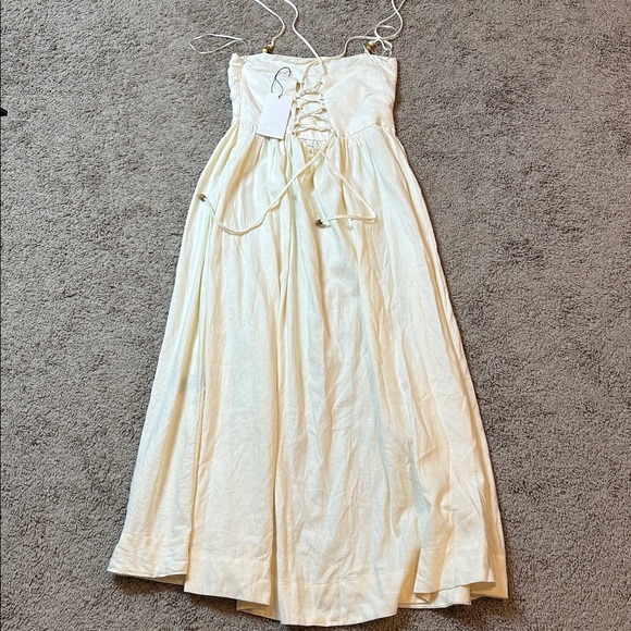 NWT ZARA BEADED STRAPPY LINEN BLEND MIDI DRESS - Picture 12 of 16